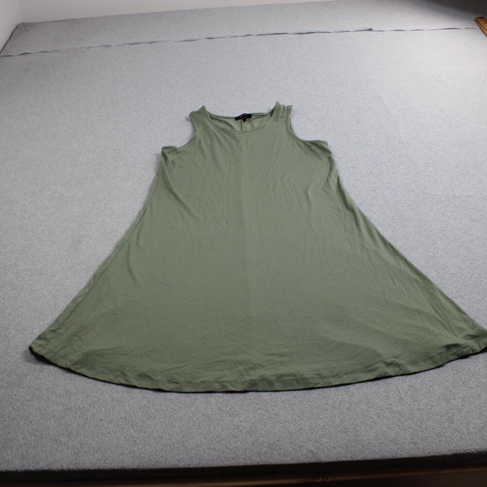 Quince Dress Women Medium Green Tank Trapeze Swing Jersey Travel Tencel Comfy